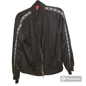 GUESS Black Bomber Jacket with Logo Trim Xl